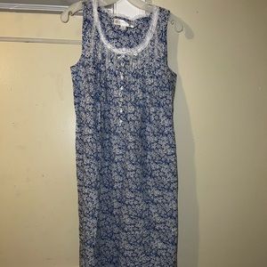 Blue/White Eileen West Small Long Maxi Cotton Gown